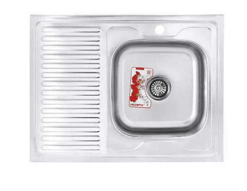 мойка накладна Zerix 60*80 (0.6) бол. слив. лів. гл.