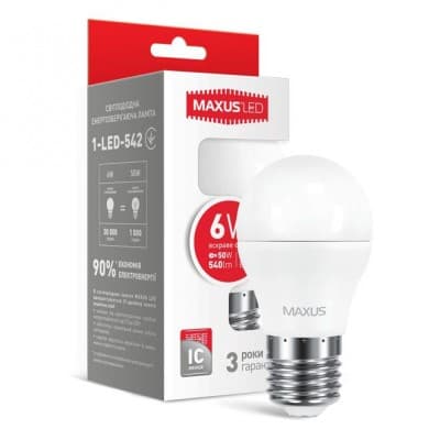 Лампочка Лед MAXUS 1-LED-542 (G45 6W 4100K 220V E27)