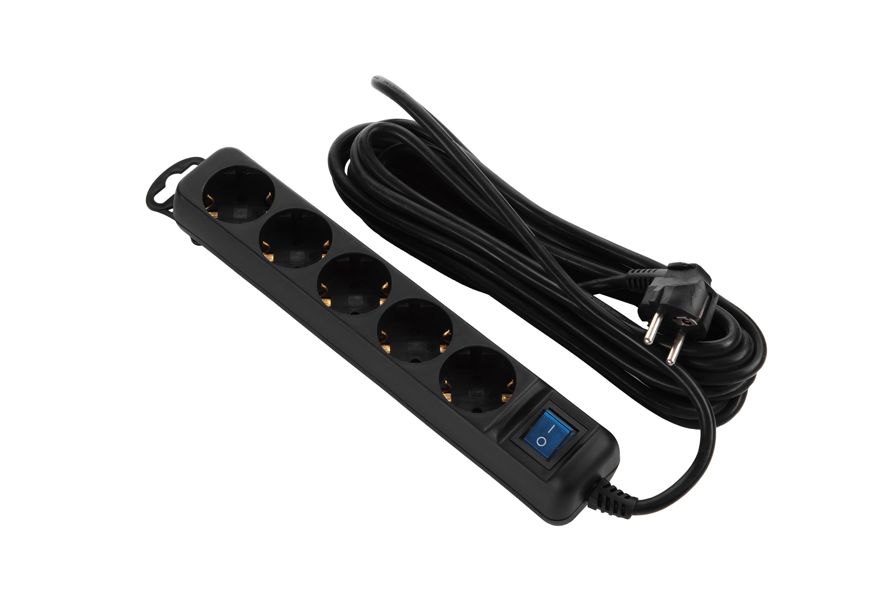 Подовжувач 2E-U05ES15M5BK з вимикачем, 3G*1.5мм, 5м, black