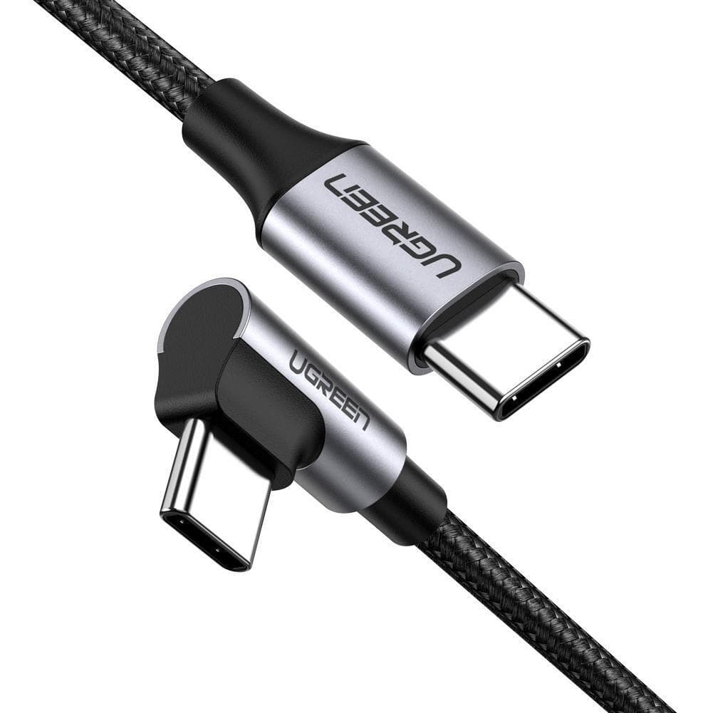 кабель UGREEN UGR-50123 US255 Type-C-Type-C Angled 3A Cable 1м (Gray\Black)