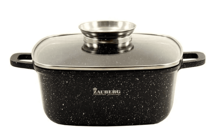 Каструля  Zauberg1224-SN квадратна 4,4л алюм з скл кр Мармур Індукція
