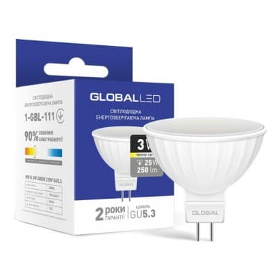Лампочка Лед Глобо LED 1-GBL-111 LED MR16 3W 3000K 220V GU5.3