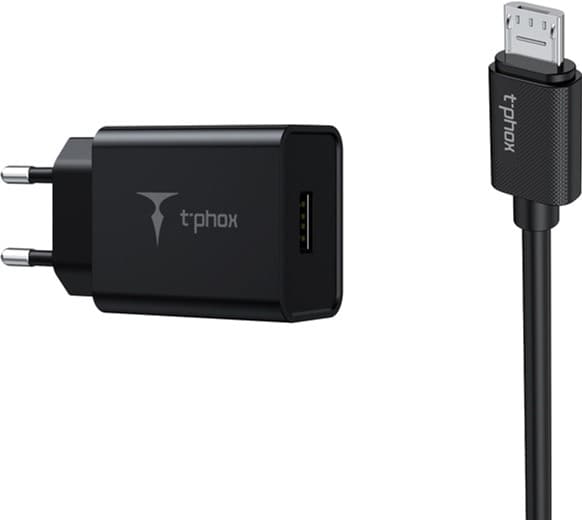 Зарядний пристрій T-PHOX Mini 12W 2.4A + Micro cable 1.2m (Black) 6468279