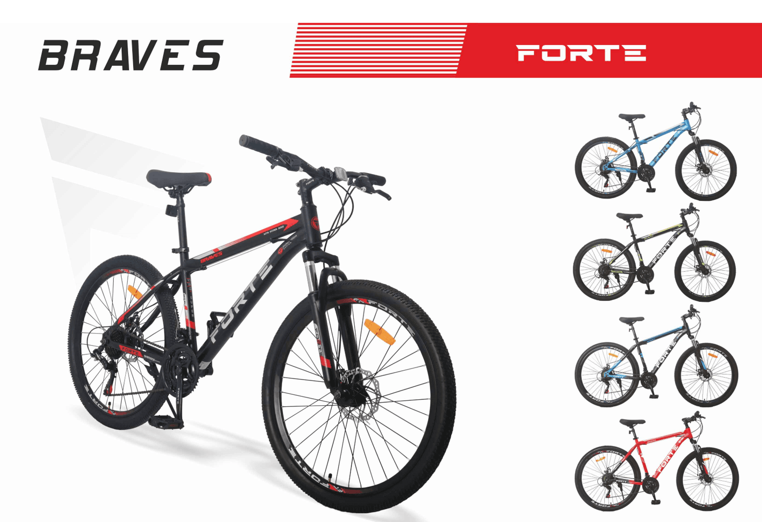 Велосипед FORTE BRAVES  розмір рами 19" дюймів розмір коліс 29" дюймів, колір чорно-червоний