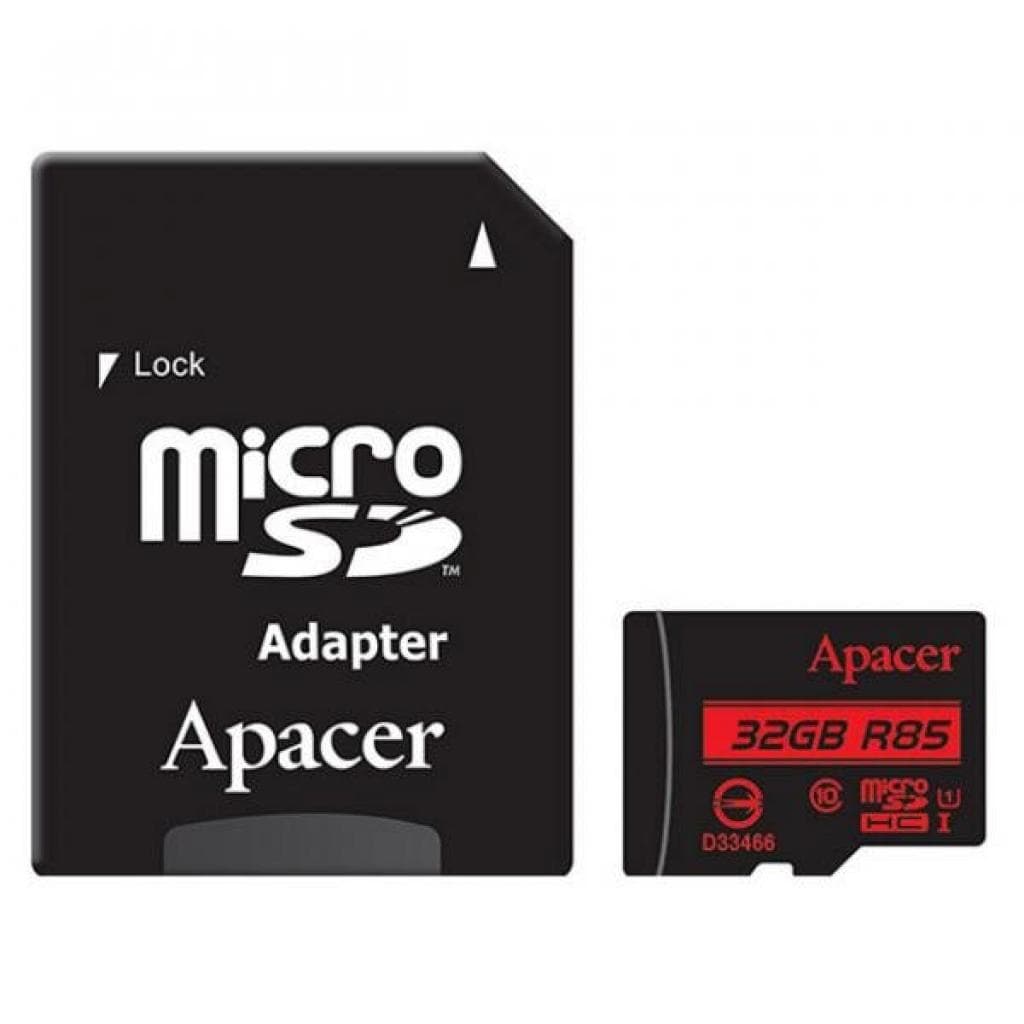 Пам'ять APACER microSDHC 32GB UHS-I U1+adapter AP32GMCSH10U5-R