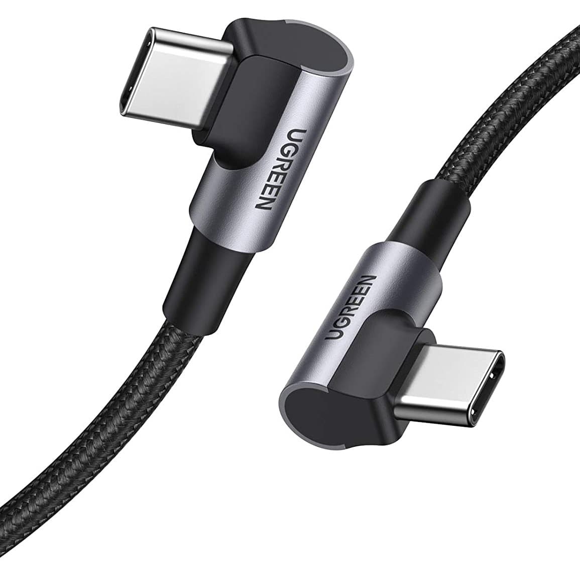 кабель UGREEN UGR-70529 US323 Type-C-Type-C Both Angled 3A Cable 1м (Сірий\Чорний)