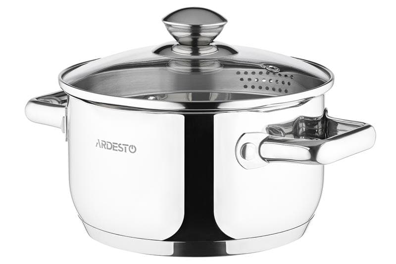 Каструля Ardesto Gemini AR2825CS з носиком для зливу, скл.кришка , 2,5 л, нерж. сталь	