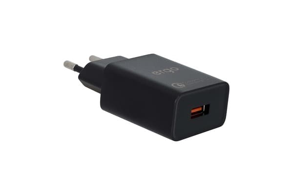 Зарядний пристрій ERGO EWC-130QC 1xUSB Wall Charger QC3.0 18W (Чорний)