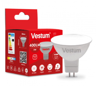 Лампа LED Vestum MR16 5W 4100K 220V GU5.3 1-VS-1503