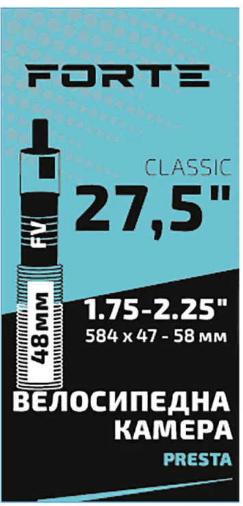 Велокамера FORTE Classic 27.5" х 1.75-2.25 FV Presta 48 мм 134554