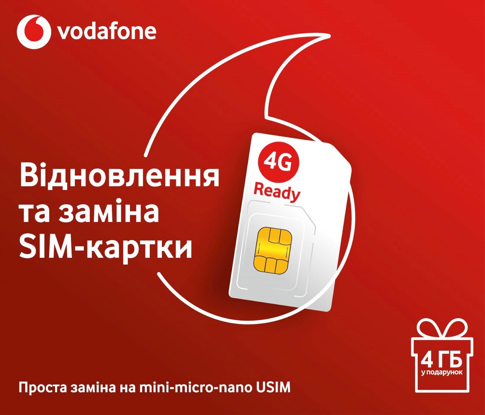 Стартовий пакет Vodafone відновлення та заміна сім карти