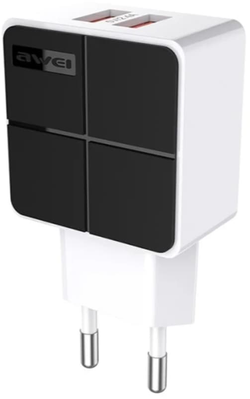 Зарядний пристрій AWEI C-500 Travel charger 2USB 2.4A Black