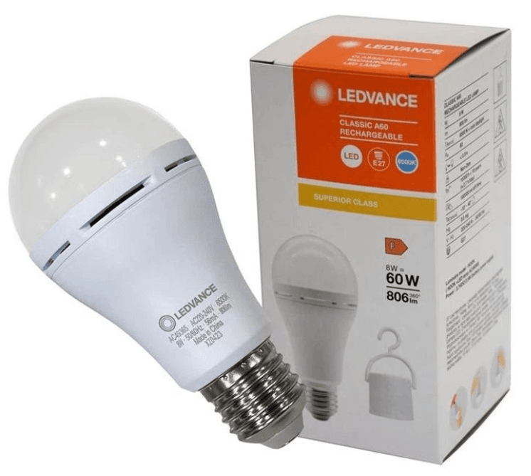 Лампа LED LEDVANCE  E27 8Вт 806Лм 6500К A60 акумуляторна 