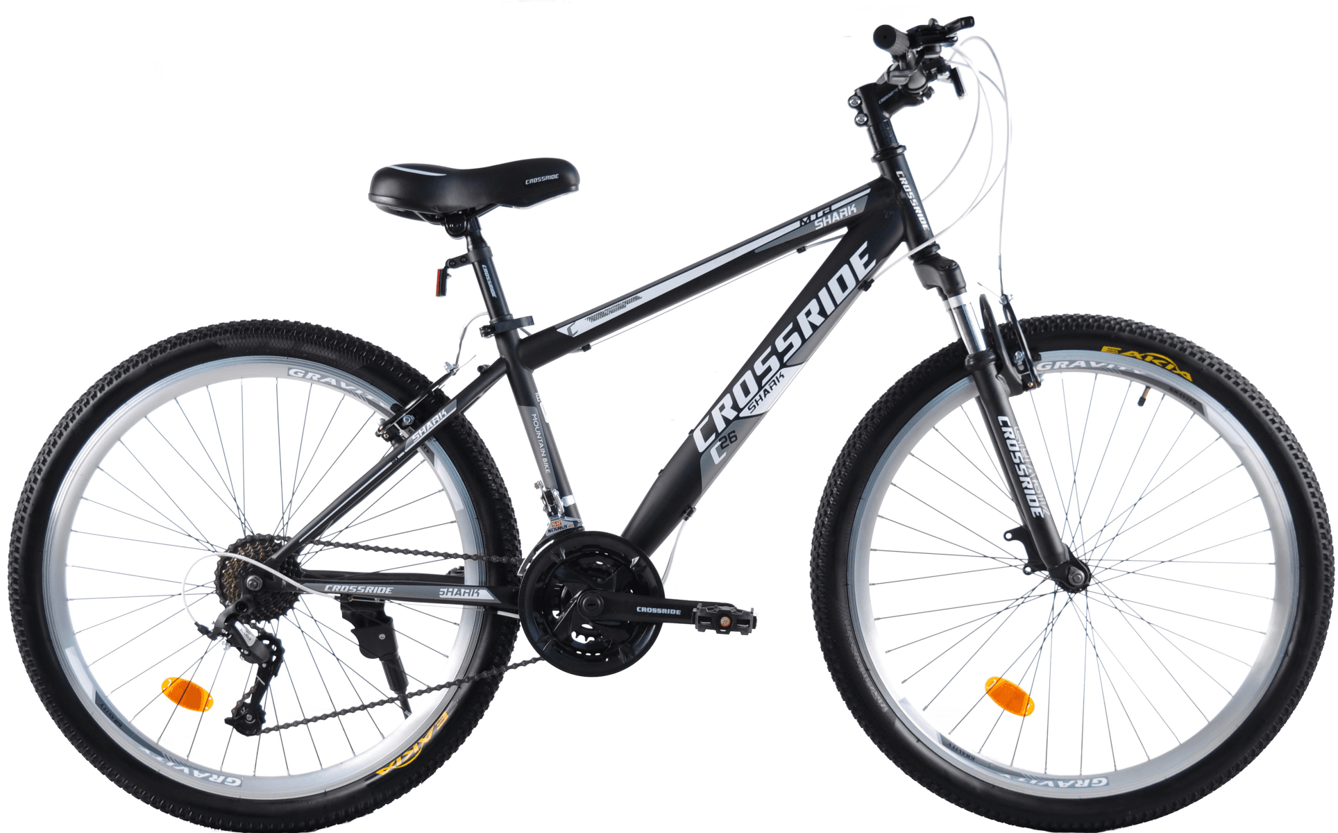 Велосипед спортивний CROSSRIDE 24 MTB ST "SHARK", Чорно-Сір