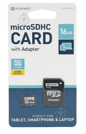 Пам'ять PLATINET microSDHC 16 GB Class 10 + SD adapter