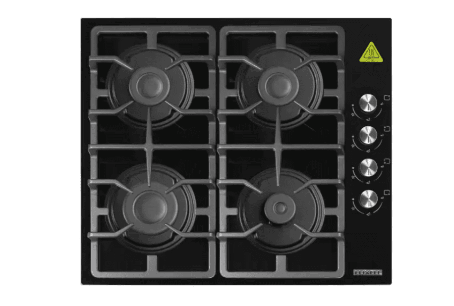 Поверхня газова LUXELL C6-LX40 BF(Чорне скло+Чавун.реш)