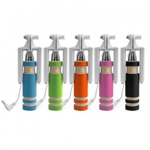 Монопад Selfi Monopod Mini (кабель 3,5 мм, кнопка, 14-48см) pink