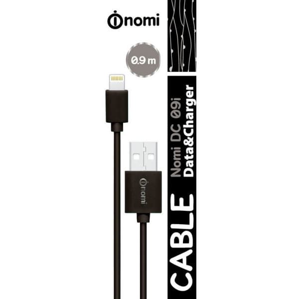 Кабель Nomi DC 09i USB Lightning 0,9м чорний