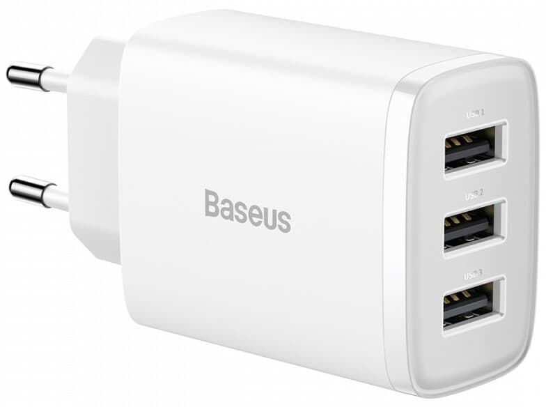 Зарядний пристрій Baseus Compact 3U 17W (CCXJ020102) білий 