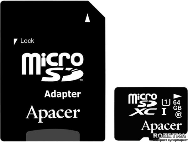 Пам'ять Apacer microSDXC 64GB UHS-I Class 10 + SD-adapter (AP64GMCSX10U1-R)