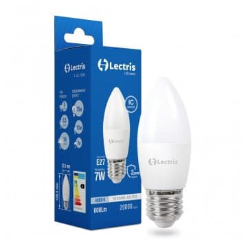 Лампа LED Lectris C37 7W 4000K 220V E27 2 1-LC-1304 