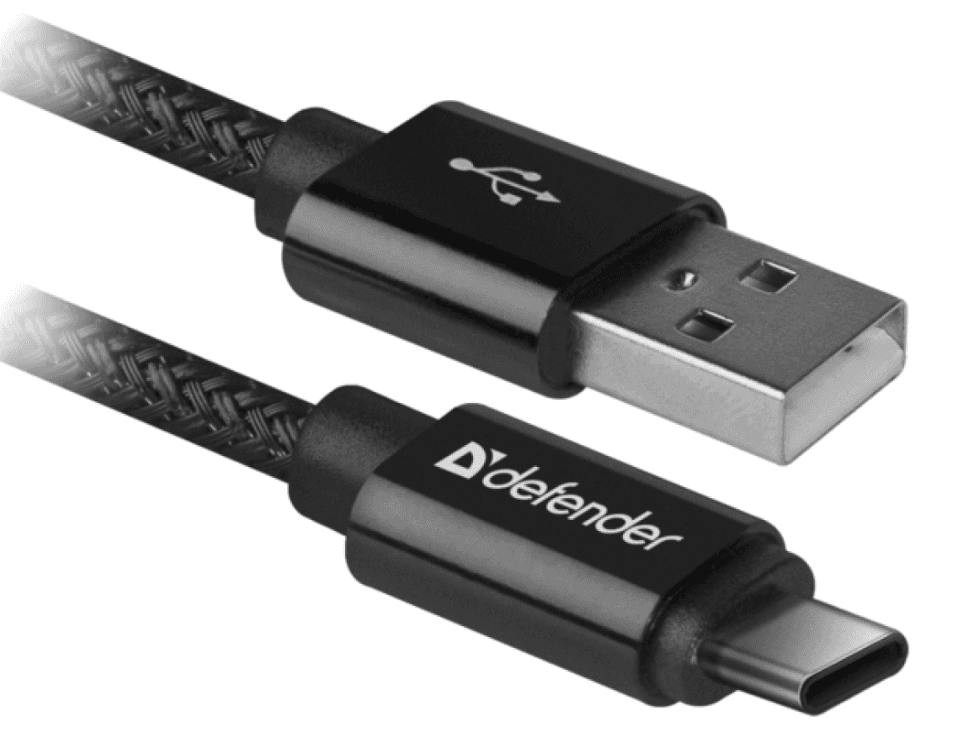 Кабель DEFENDER (87814) USB09-03T PRO USB2.0, AM-Type-C Black, 1mрный)