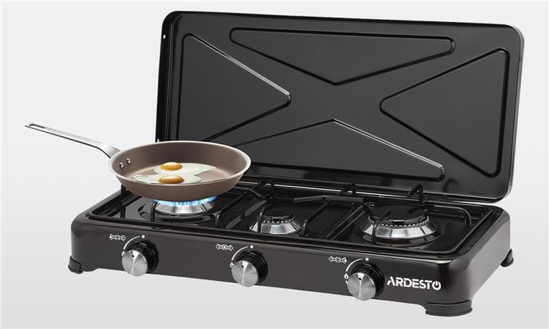 Плитка настільна газова Ardesto GTC-NS3013B тип газу LPG, конфорок - 3, чорний	